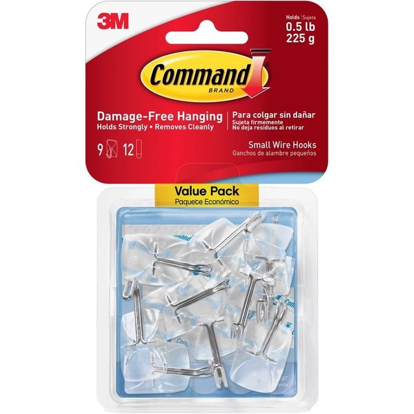 Command Hooks Value Pack, w/Strips, Plastic, Small, 21Pcs/ST, Clear PK MMM17067CLRVP